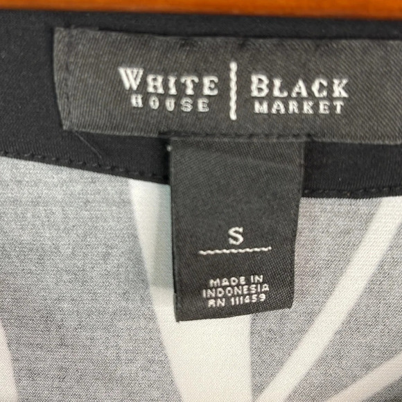 WHITE HOUSE BLACK MARKET Print Tunic Dress Black White Color Block Classic S - Picture 7 of 10